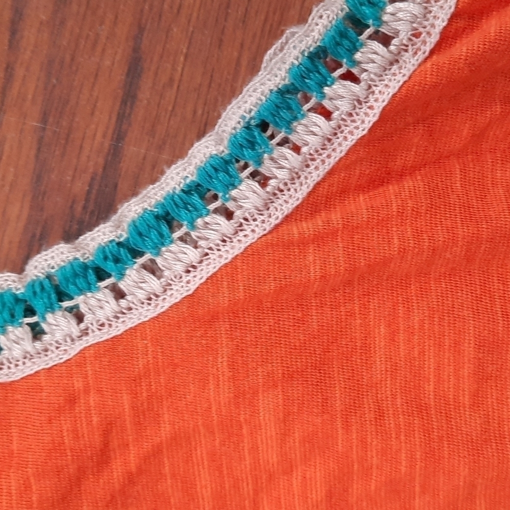 Free People Coral We The Free Bora Bora Crochet Trim RacerTank Top - Picture 3 of 5